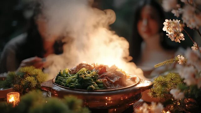 Festive Christmas Gathering Warm Hotpot Delights Shared Moments