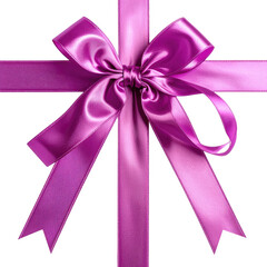 A close-up of a vibrant, silky purple gift bow on a contrasting background