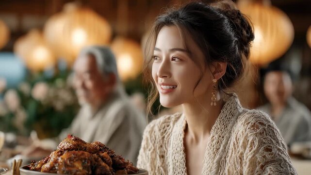 Joyful Family Christmas Dinner Enjoying Festive Delicacies