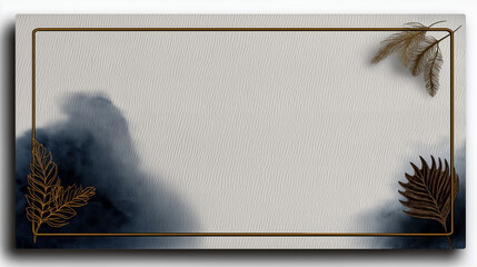 金枠と抽象的な植物が彩るエレガントなメッセージカード