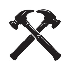 Modern Professional Repair Service Symbol Using Simple Hammer Shapes