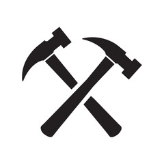 Classic Crossed Hammer Emblem With Old Style Workshop Character