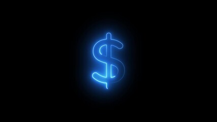 Glowing neon line American dollar currency icon animation isolated on transparent background for futuristic digital finance and business visuals. - Powered by Adobe