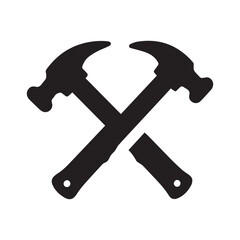 Creative Negative Space Handyman Logo With Crossed Hammer Concept