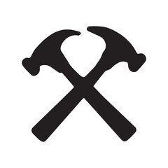 Protective Repair Service Emblem With Crossed Hammer Icon