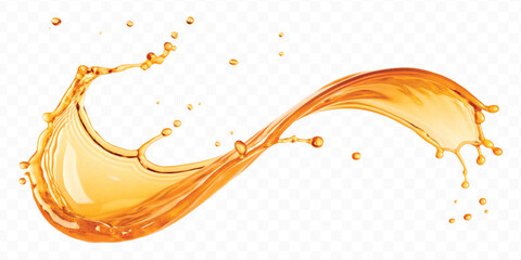 realistic fresh liquid honey or oil splash in mid air cut out and curve style isolated on transparent background © MDShafaat