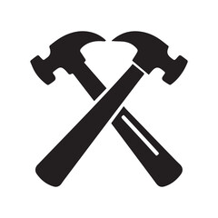 Centralized Handyman Logo With Crossed Hammer X Composition