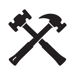 Scalable Repair Service Icon With Simple Crossed Hammer Symbol