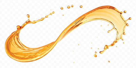 realistic fresh liquid honey or oil splash in mid air cut out and curve style isolated on transparent background © MDShafaat