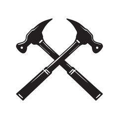 Square Frame Handyman Logo With Clean Crossed Hammer Symbol