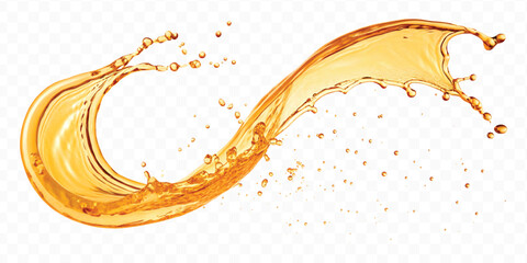 realistic fresh liquid honey or oil splash in mid air cut out and curve style isolated on transparent background © MDShafaat