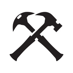 Negative Space Handyman Logo With Circular Hammer Composition