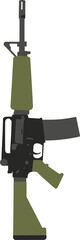 Obraz premium Minimalist Flat Design Rifle Arm Illustration with Olive Green and Black Colors