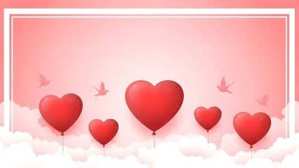 Valentine s day heart balloons in pink background
