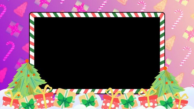 Universal Christmas video border with channel for looping 4K