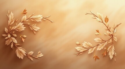 Autumnal foliage branches with delicate leaves botanical