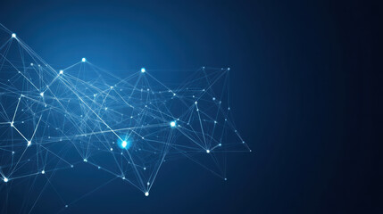 Abstract network of glowing blue nodes and connecting lines conveying futuristic digital