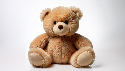 Obraz premium A Cute Fluffy Light Brown Teddy Bear On A White Background