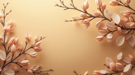 Delicate peach blossoms on branches soft floral