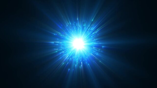 中心から放たれる青い閃光の放射状背景