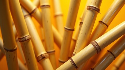 Golden bamboo stalks with brown bands yellow
