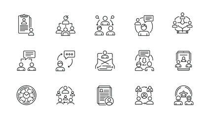 Human Centered Workflow Line Icons for UX and Business Interfaces