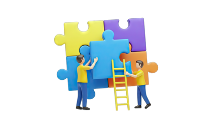 Teamwork: People Connecting Puzzle Pieces for Collaboration