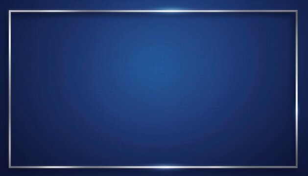 Classic Midnight Sapphire Blue Gradient Background with Silver Metallic Border Frame for Formal Invitation or Corporate Business Stationery