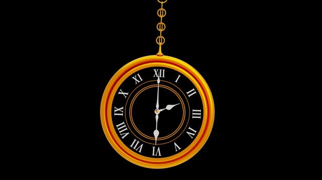 3D Golden clock | Alpha Channel