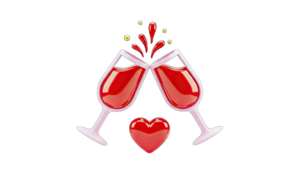 Toasting Wine Glasses with Heart for Valentine's Day