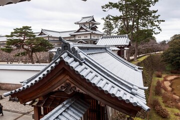 Traditional Tiled Roofs of the Historic Kanazawa Castle