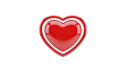 Glossy Red Heart Icon on White Background