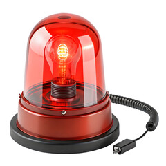 Emergency Red Rotating Beacon Light on transparent background