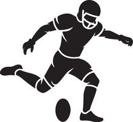 Naklejka premium Vector silhouette of an American football player kicking a field goal or punt during a competitive game.