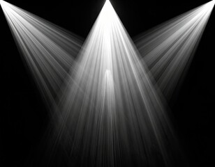 Three bright spotlights shining down, creating a light ray pattern