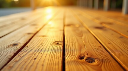 Warm wooden planks bathed in sunlight natural wood