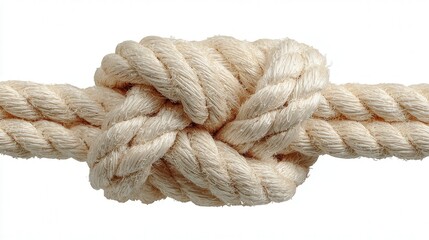 Fototapeta premium Cotton rope knot decor isolated on white background