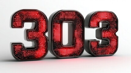 Countdown number display isolated on white background