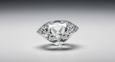 光を複雑に反射し美しく輝くブリリアントカットダイヤモンドシンプルな背景でその輝きが際立つ. AI Generated