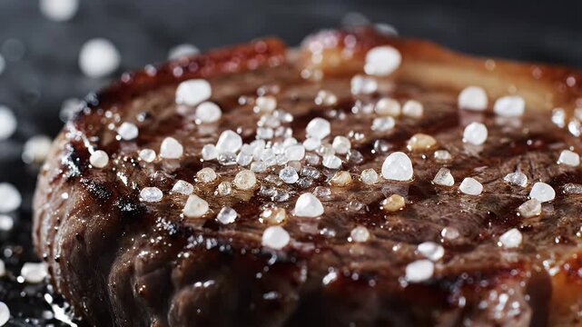 Steak with a sprinkle of sea salt