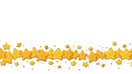 Fototapeta premium Cute cartoon star border isolated on white background