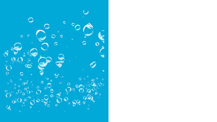 Bubbles rising in pure water against a vibrant blue and contrasted black backdrop, perfect for a refreshing and clean feel in your designs and projects