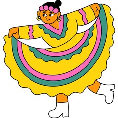 Mexican Woman Traditional Dance illustration