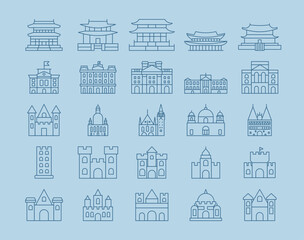 Simple of 25 palace icons set. Outline icons concept. Vector illustration in modern thin line style.