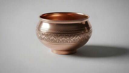 Antique copper cup with ornate design and pedestal base