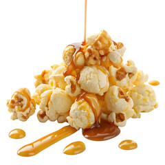 Golden Caramel Popcorn Indulgence on transparent background