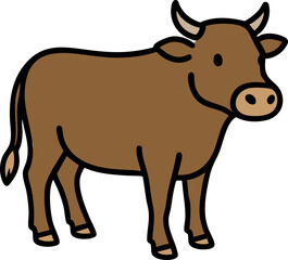 Cute Cartoon Cow Illustration Isolated on White Background