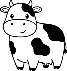 Cute Cartoon Cow Character Illustration Isolated on White