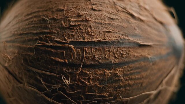 Hyperrealistic Close up of Coconut Shell Texture and Fibers