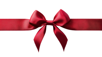
A red ribbon with a bow is shown on a white background
